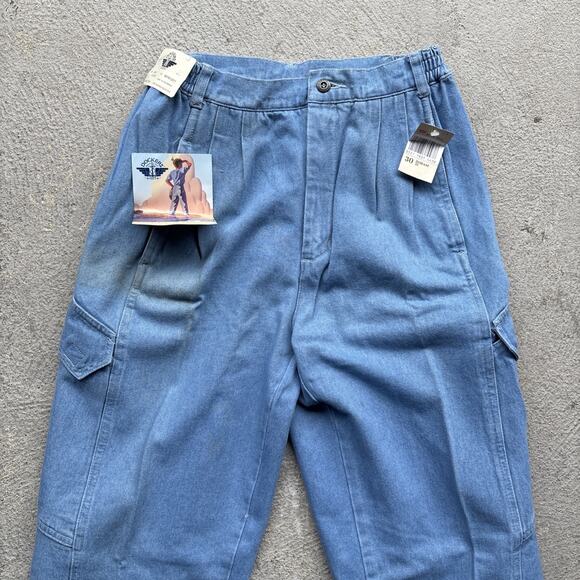 Deadstock 80s Dockers Jeans Mens 30x32 Pleated Denim Levis Cargo Tapered Vintage - Picture 2 of 15